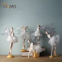 vilead resin ballet dancer figurine creative angel miniature fairy garden statue model girl room decoration accessories interior