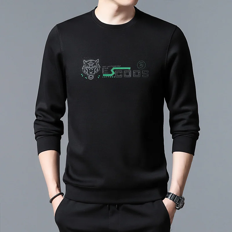 

sleeved Brand t-shirt long men's autumn high-end round neck top Middle aged and young people's versatile bottomed knitwear