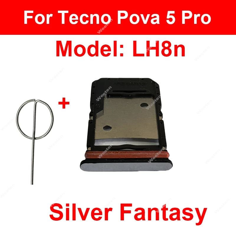 Фото Держатель лотка для SIM-карты для Tecno Pova 5 Pro 5G, слот для лотка для SIM-карты, устройство для чтения карт SIM, запасные части для ремонта №3