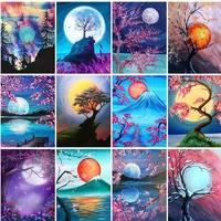 gatyztory diy pictures by number moon tree kits drawing on canvas painting by numbers landscape hand painted picture art gift ho