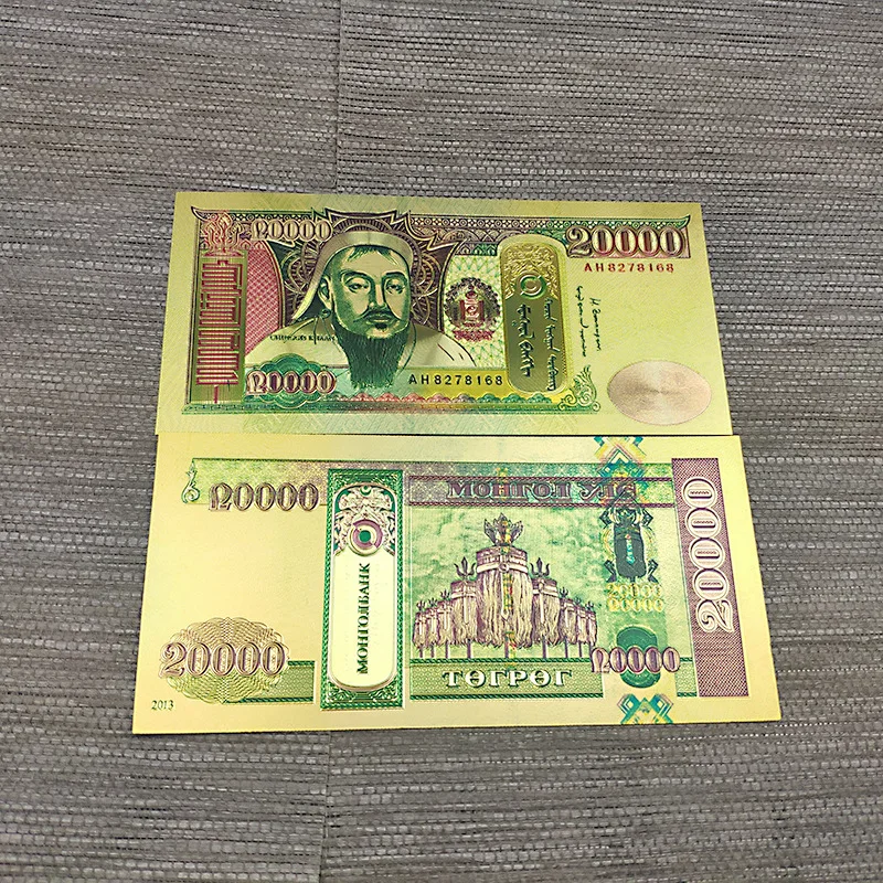 

10 шт./компл. 20000 поддельные деньги Tugrik, золотые фольгированные Платиновые банкноты, поделки, коллекция, Декор для дома, сувениры, новогодний п...