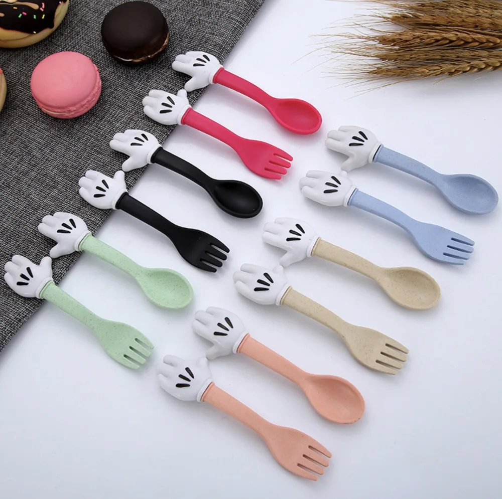 Набор посуды Kawaii детские столовые приборы в форме ладони Микки Мауса из