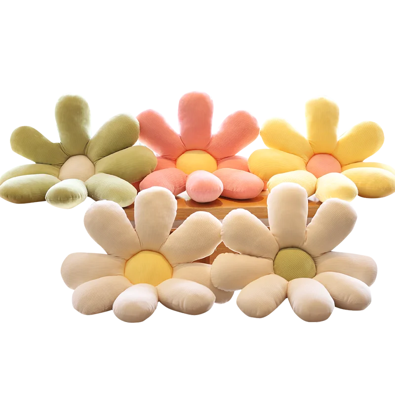 

Lifelike Sunflower Seat Cushion Plush Plant Pillow Down Cotton Filled Yellow Pink Beige Chair Flower Pillow Valentine's Gift