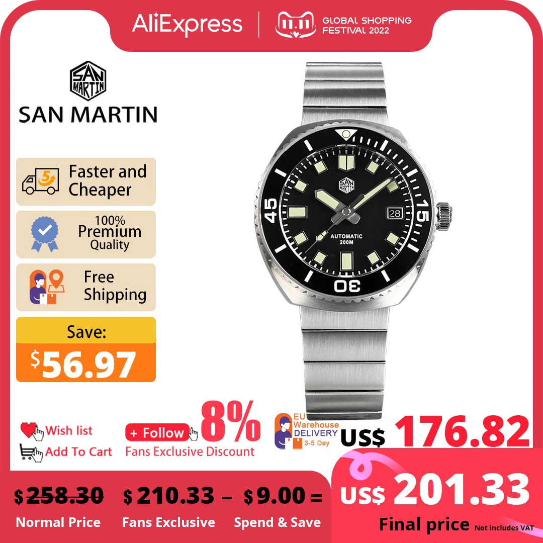 Продажа Мужские часы San Martin, оригинальный дизайн, ретро часы-Дайвер, сапфир NH35A, автоматические механические 20 бар, керамический ободок, C3, светящиеся