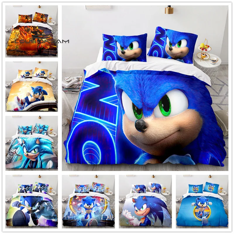 

Cartoon Sonic Duvet Cover Pillowcase Boy Kid Teen Girl Bedding Covers Set King Queen Twin Comforter Bedding Sets