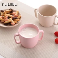 wheat straw environmental water cup children breakfast double handle eco friendly milk drink cute drinking cup for toddlers