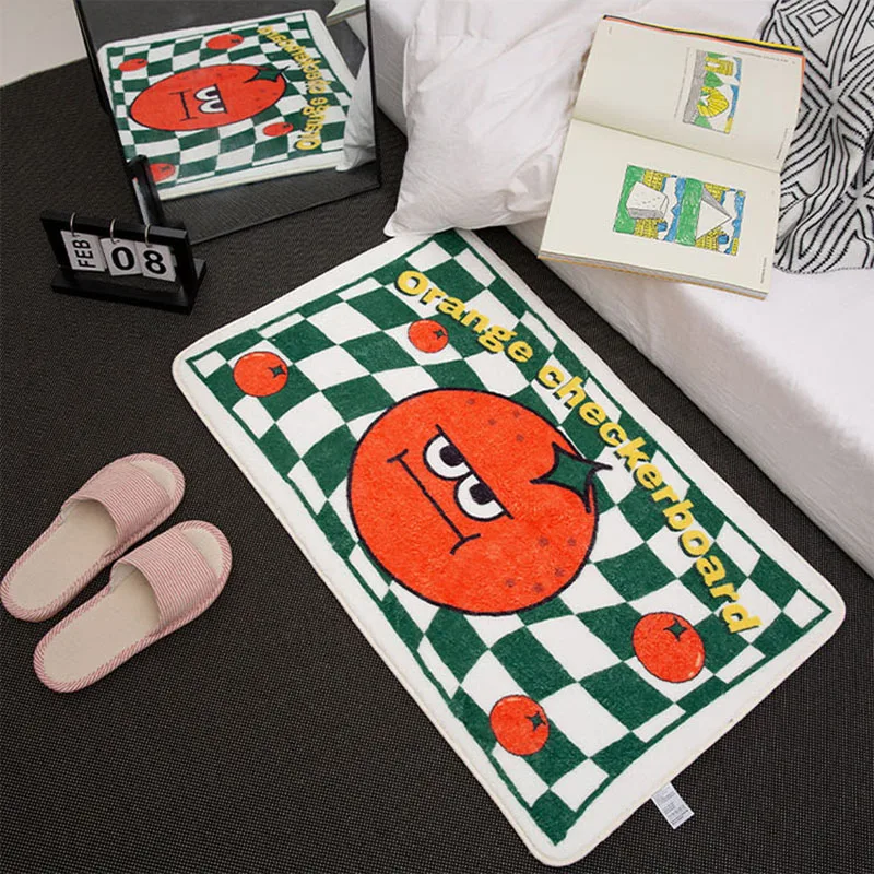 

Checkerboard Fruit Cozy Soft Bedroom Carpet Fluffy Coffee Table Rug Cute Modern Home Decoration Aesthetic سجادة Tapete Alfombra