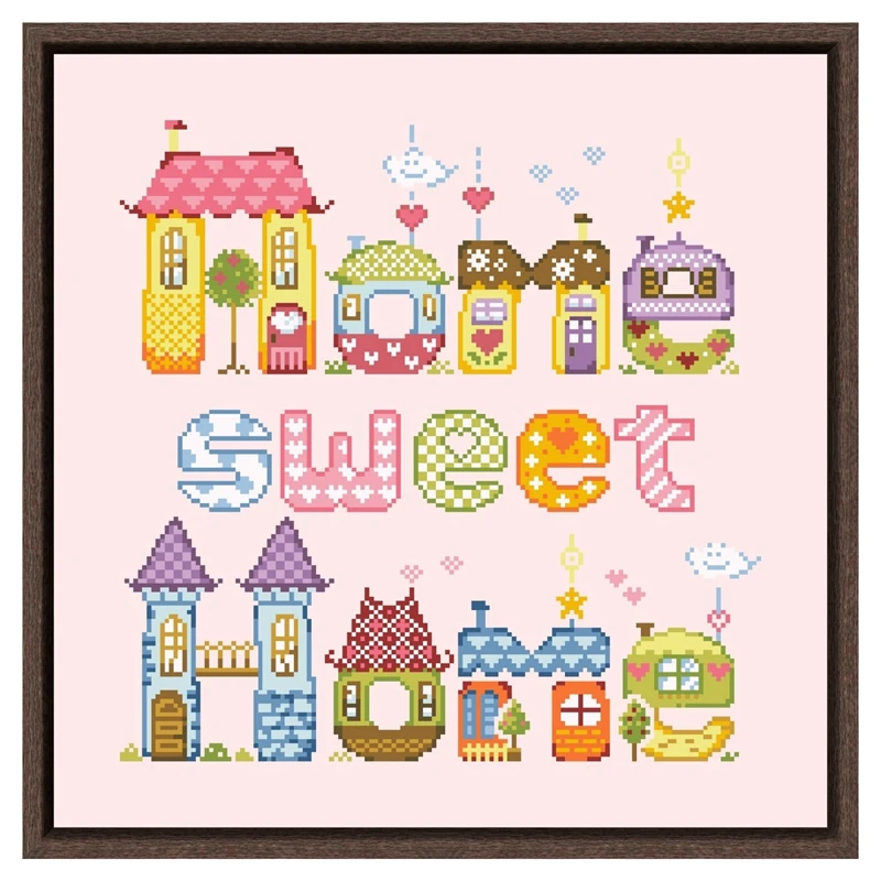 

Sweet home cross embroidery kit word pattern design 18ct 14ct 11ct pink canvas Cross-stitch DIY needlework