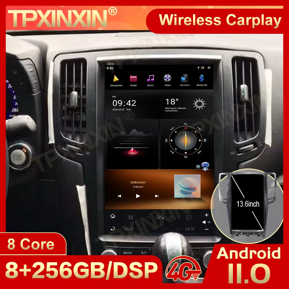 

Qualcomm Android 11 Tesla Multimedia Stereo For Infiniti G25 G37 2007 2008 2009 2010 2011 2012 2013 CAR GPS IPS Player Head Unit