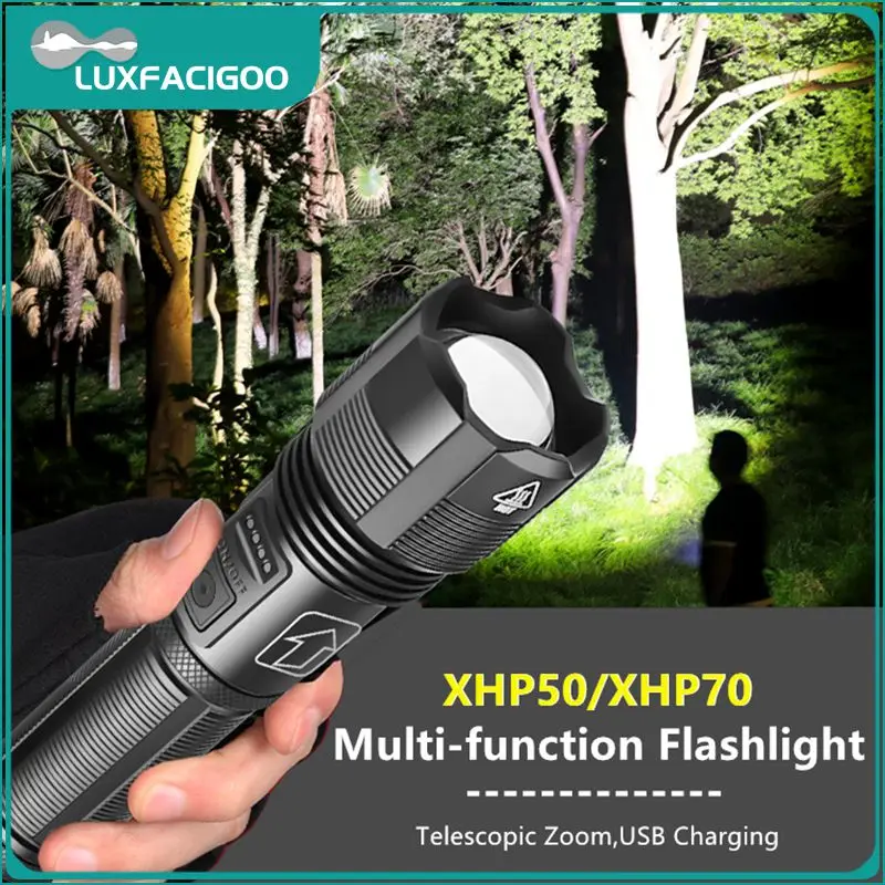

XHP50/XHP70 Multi-function Glare Flashlight Mini Torch Lanterna Tactical Flashlight Zoomable Waterproof Protable Outdoor Camping