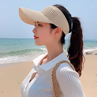 women caps polyester sun hats solid color visors hats empty top hats outdoor baseball caps female adjustable sun protection caps
