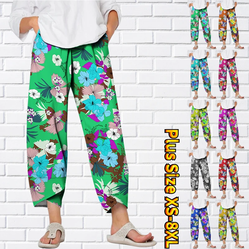 

2023 Trousers Blend High Waist Fashion Casual Weekend Baggy Full Length Comfort Pants New Women's Wide Leg Trousers Print Pants