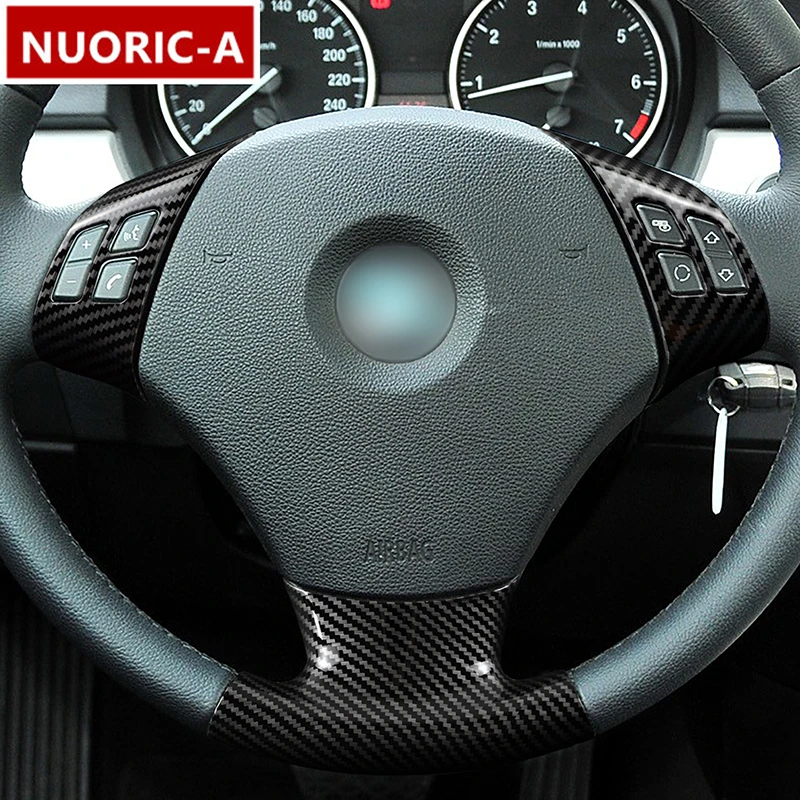 

Carbon Fiber Color Steering Wheel Buttons Frame Decoration Cover Trim For BMW 3 Series E90 2005-2012 Car Styling Interior