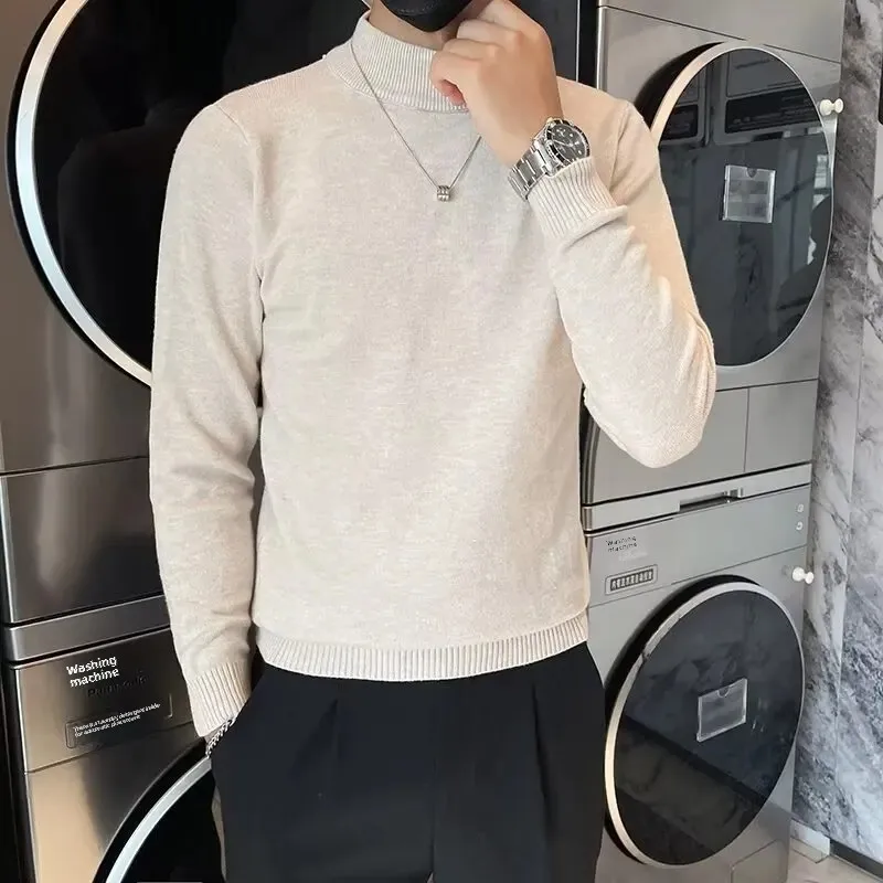 Мужской свитер с высоким воротником-поло базовый слой топ осень-зима новый