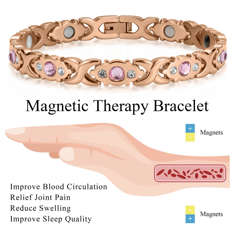 

Women's Magnetic Therapy Bracelet Fashion Rhinestone Stainless Steel Energy Bracelets Pain Relief for Arthritis & Carpal Tunnel