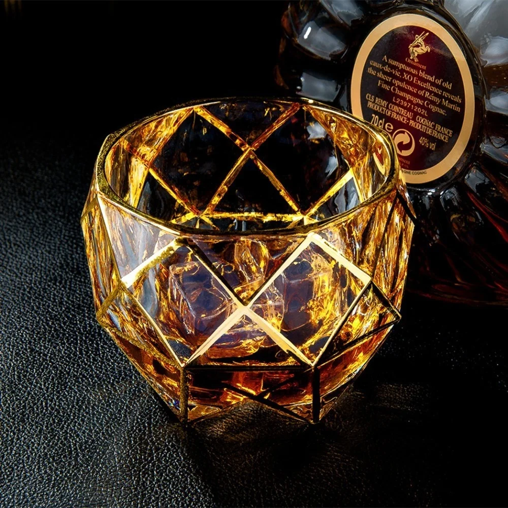 

Bird's Nest Bohemia Gilding Gold Crystal Usquebaugh Wine Cup Whiskey Glass XO Whisky Glasses Brandy Snifters Vasos De Cristal