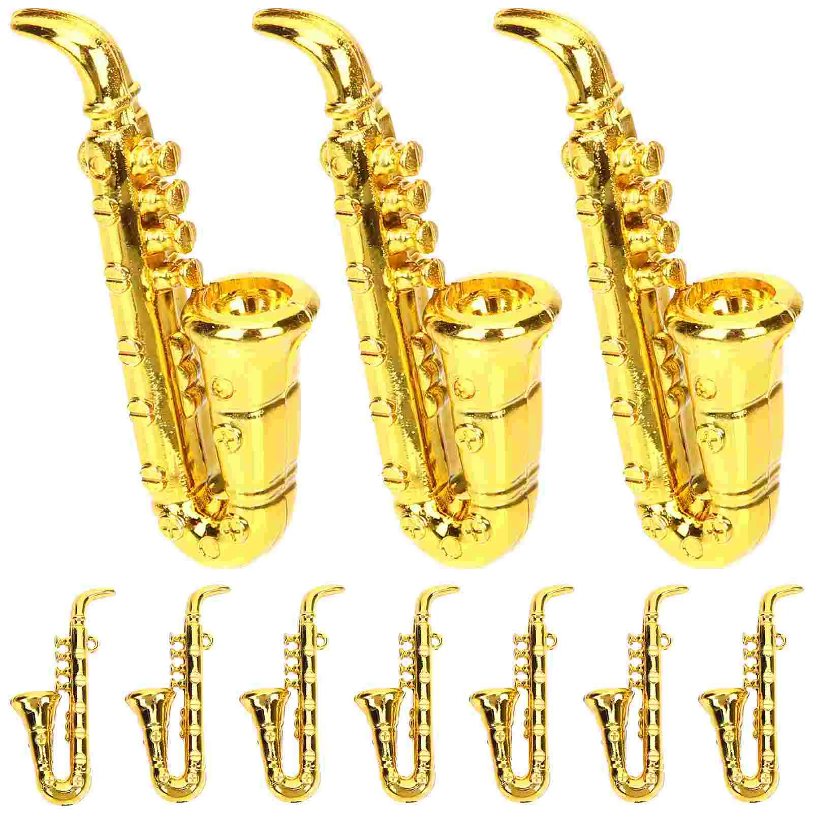 

10 Pcs Musical Instrument Model Nativity Crafts Kids Saxophone Kid Small Miniature Musical Toy Plastic Trumpet Toy Child