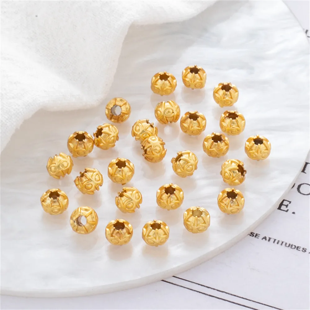 

18k gold coated matte eyes round beads handmade diy jewelry accessories gold necklace bracelet beads separated beads
