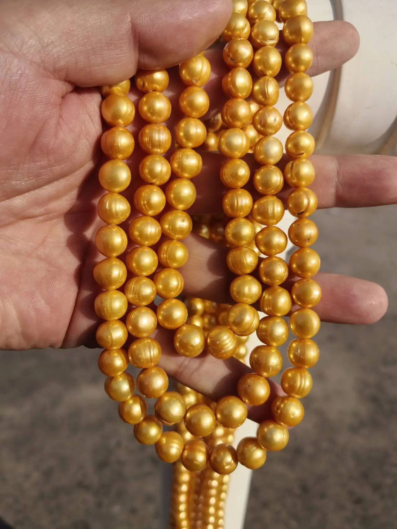 Длинное ожерелье в стиле барокко AAAA + 11-12 мм из натуральной морской воды золото