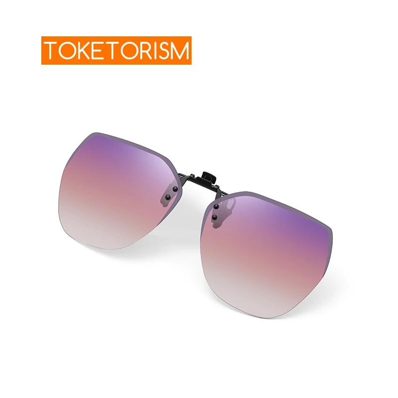 

Toketorism Fashion Polarized Gradient Women's Clip On Glasses Flip Up Oversized UV400 Sunglasses 2103