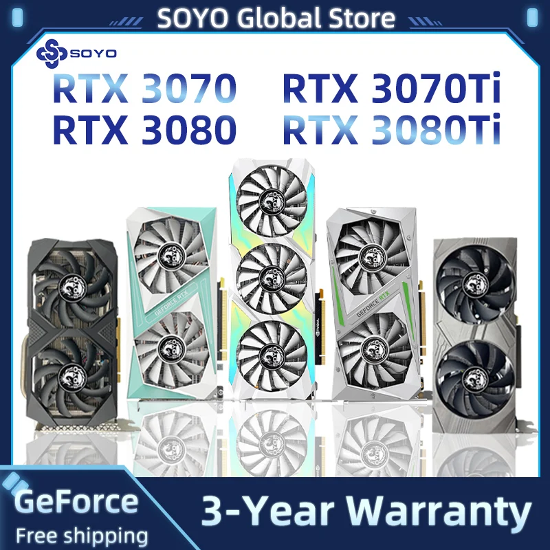 

SOYO Graphics Card RTX 3060 3060Ti 3070Ti 3080 2060 1660 Super NVIDIA 8G/12G Gaming GPU GDDR6 Video Cards Support Desktop GPU