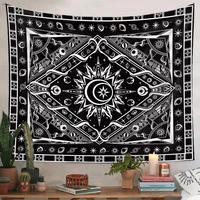black and white tarot tapestry sun moon stars celestial tapestries boho hippie astrology tapestry wall hanging for bedroom dorm