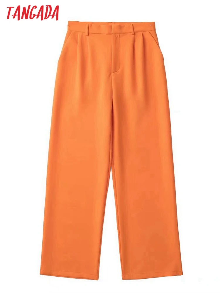 

Костюмные брюки Tangada женские, элегантные офисные элегантные брюки с карманами, оранжевые, 3H458, 2022