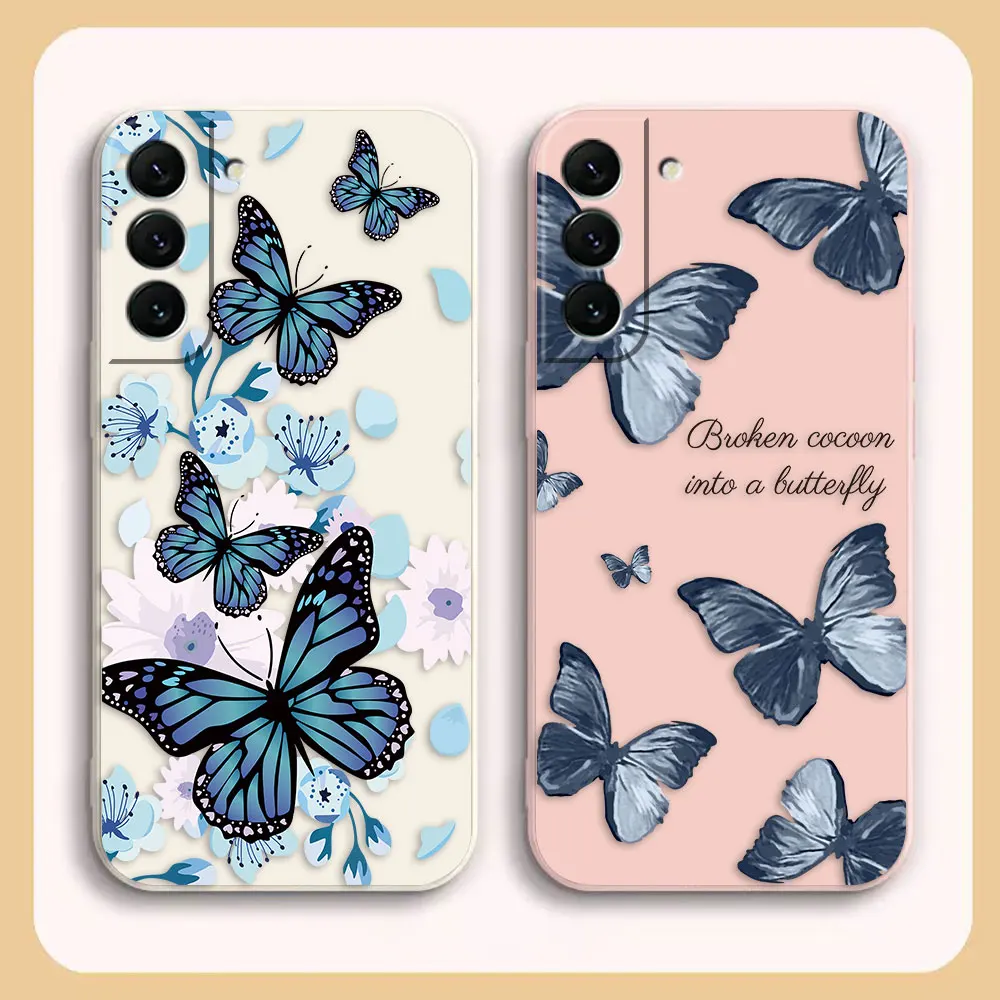 

Pretty Blue Purple Butterfly TPU Case For Samsung S23 S22 S21 S20 FE S11 S11E S10 S10E S9 S30 Ultra Plus 4G 5G Colour Case Funda