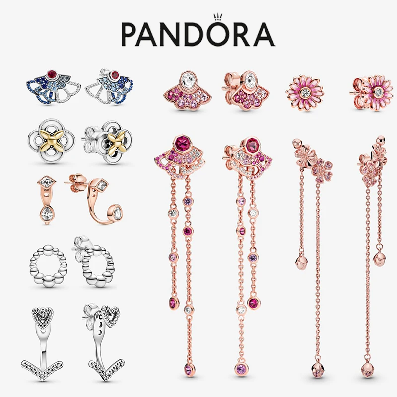 Pandora 2022 модный гвоздик инкрустированный драгоценным камнем Стерлинговое Серебро