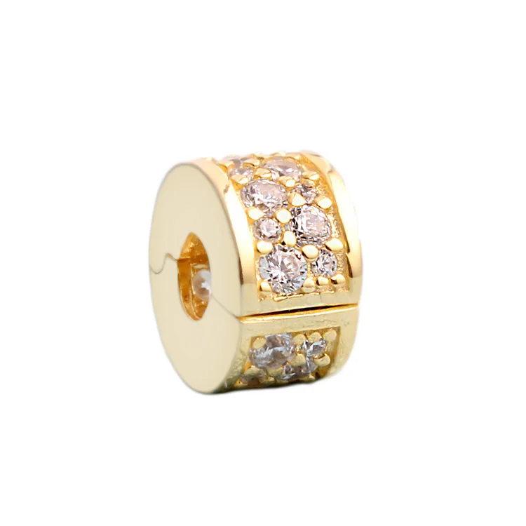 

S925 sterling silver golden glitter elegant fixing clip suitable for original bracelet positioning buckle