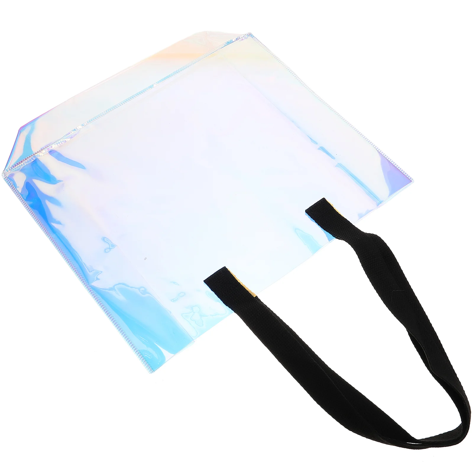 

Iridescent Tote Bag Black Shopping Bags Holographic Colorful Shoulder Portable Pvc Handbag Work Casual Gift Packaging