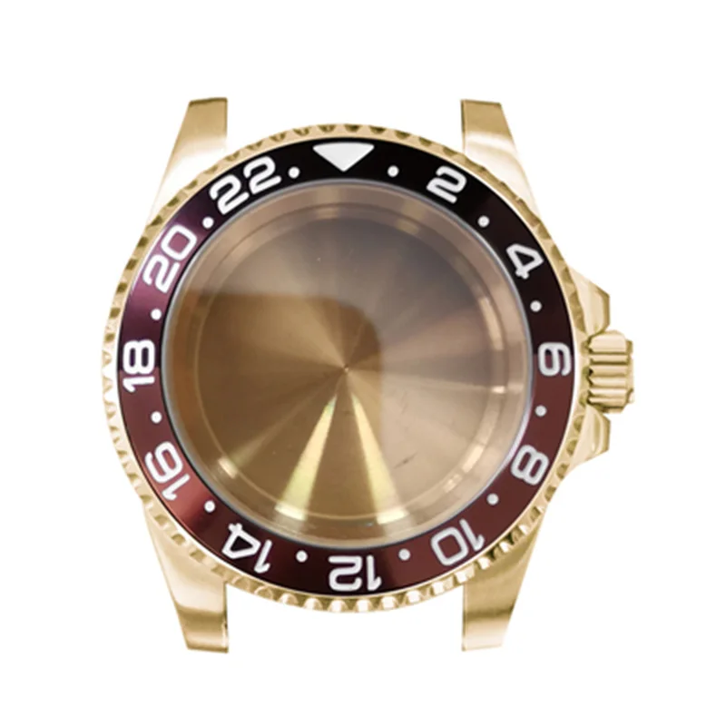 PVD Rose Gold Stianless Steel Watch Case 40mm Sapphire Magnifying Glass Fits For NH35 NH36 Movement Repair Parts