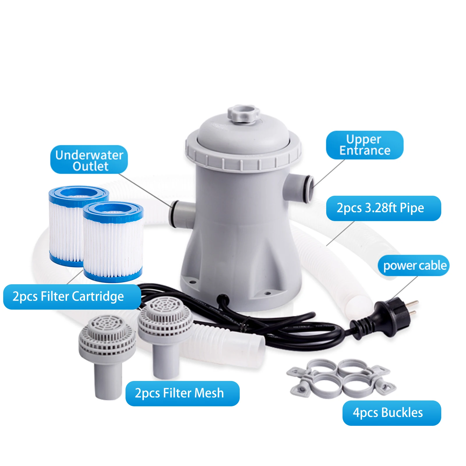 

Electric Pool Filter Pump 330 GPH Paddling Pool Water Pump With 2 Pool Filter Cartridge Pool Pumps Above Ground Pool Filter Pump