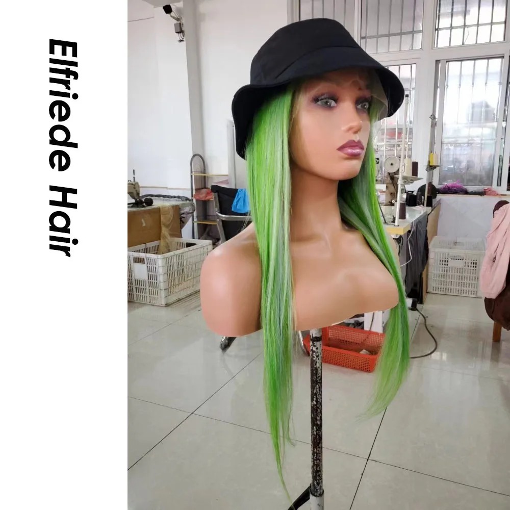 Elfriede зеленые прямые кружевные передние парики для женщин парик на сетке 4x4 13X4 13X6 HD