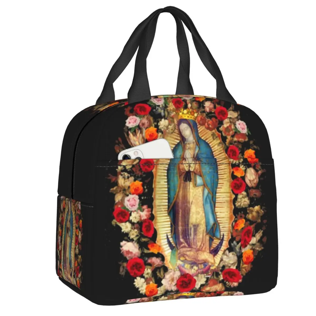 

Our Lady Of Guadalupe Mexican Virgin Mary Portable Lunch Boxes Leakproof Mexico Catholic Saint Thermal Cooler Food Lunch Bag