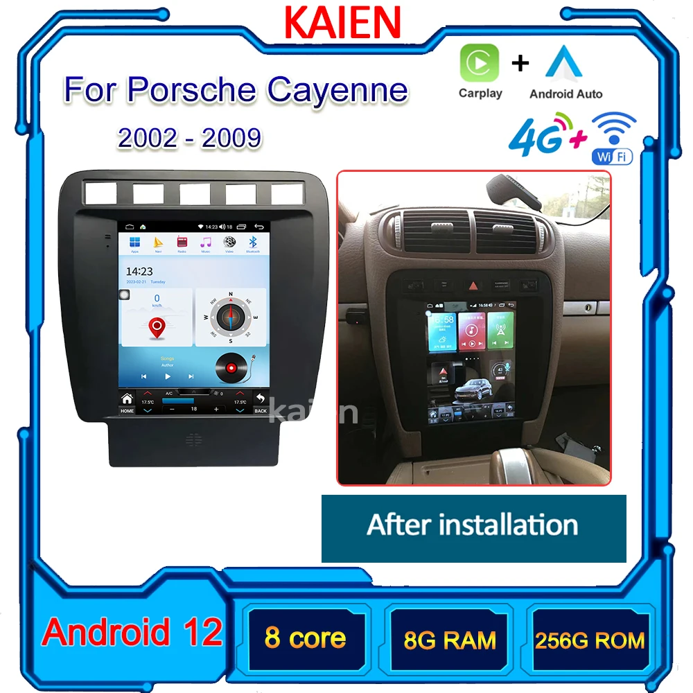 

KAIEN For Porsche Cayenne 2002-2009 Car Radio Android 12 Auto Navigation GPS Stereo Video Player DVD Multimedia DSP 4G WIFI