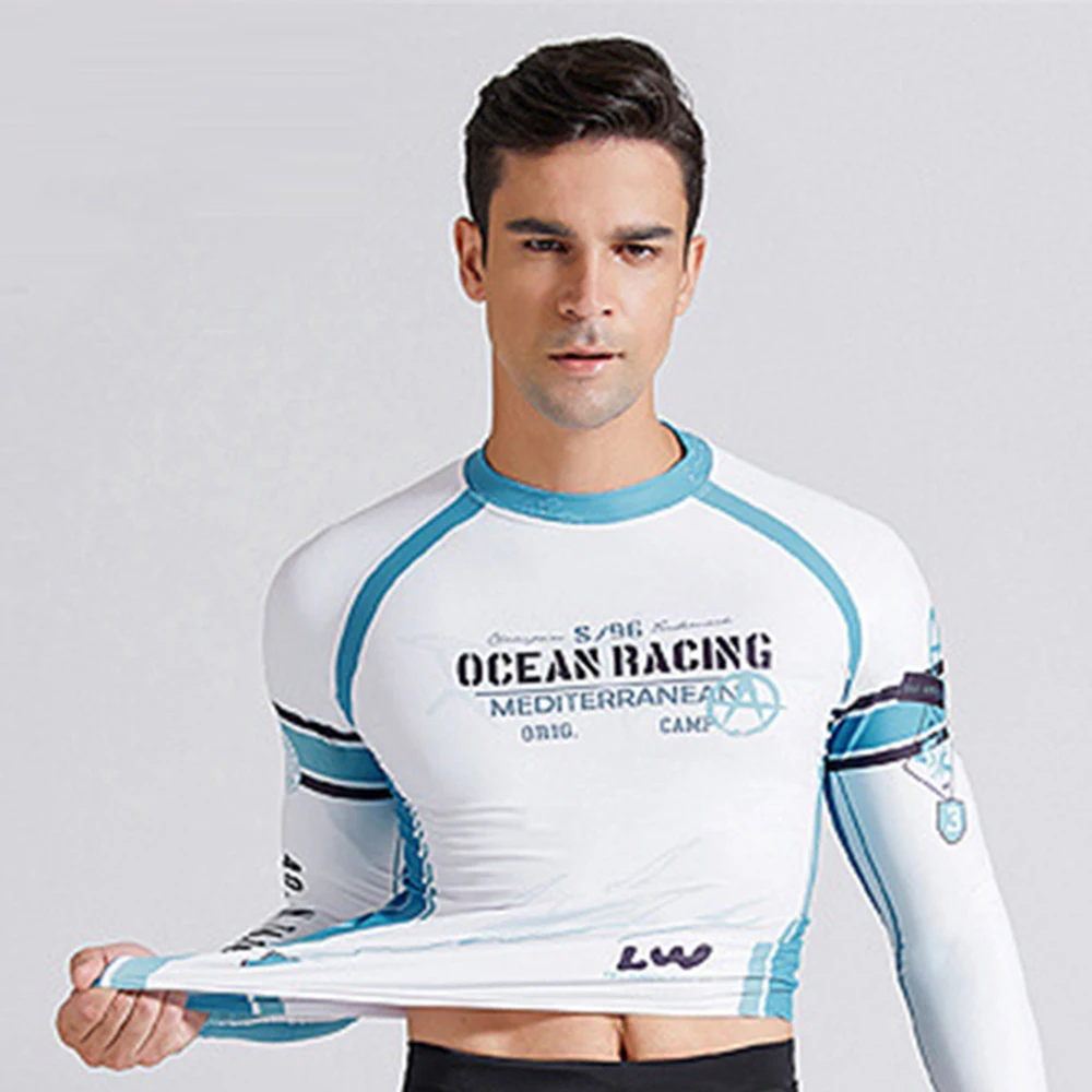 Fashion Men's Long-Sleeve Anti-Ultraviolet Casual Surfing Suit Sunscreen Quick-Drying Beach Surfing Swimming Snorkeling T-Shirt