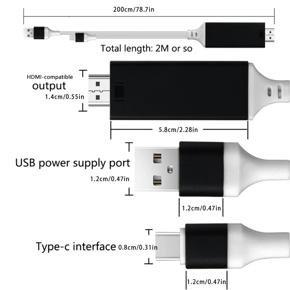 Кабель-адаптер для передачи данных 2 м USB Type C в HD 4K