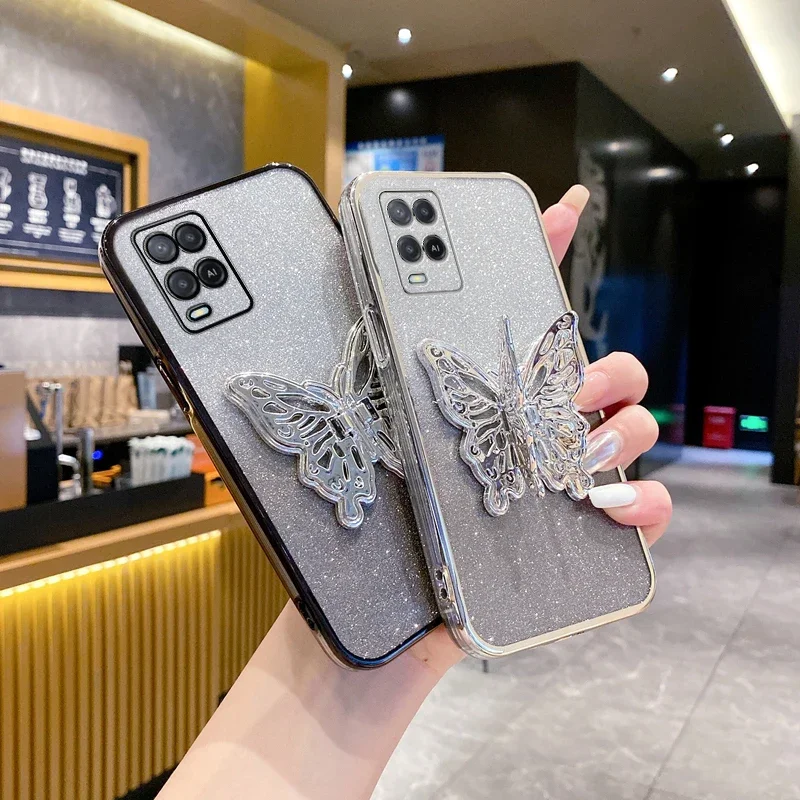 Роскошный блестящий держатель для телефона в виде бабочки Oppo A91 A53 A76 A35 A58 A95 A38 A74 A97