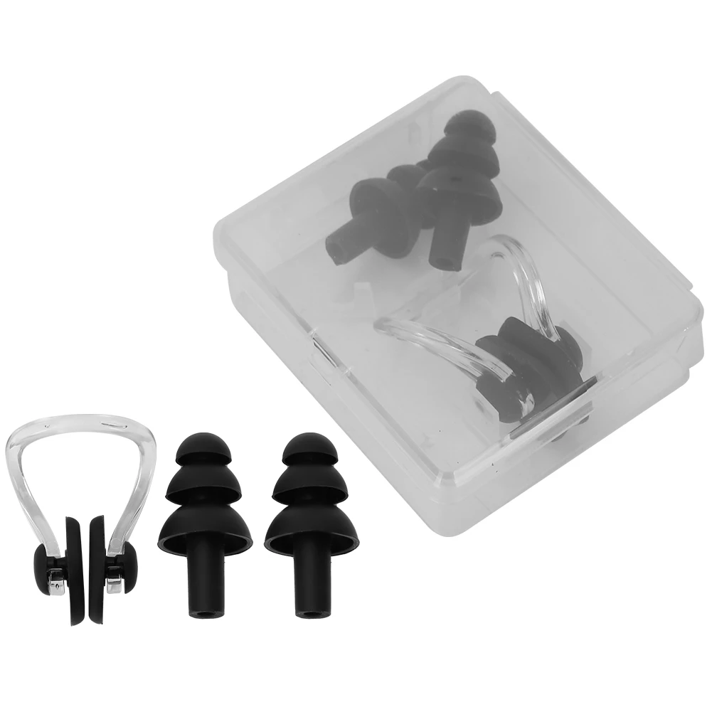 

Waterproof Swimming Soft Silicone Prevention Nose Clip Earplugs Diving Apparatus(Black)