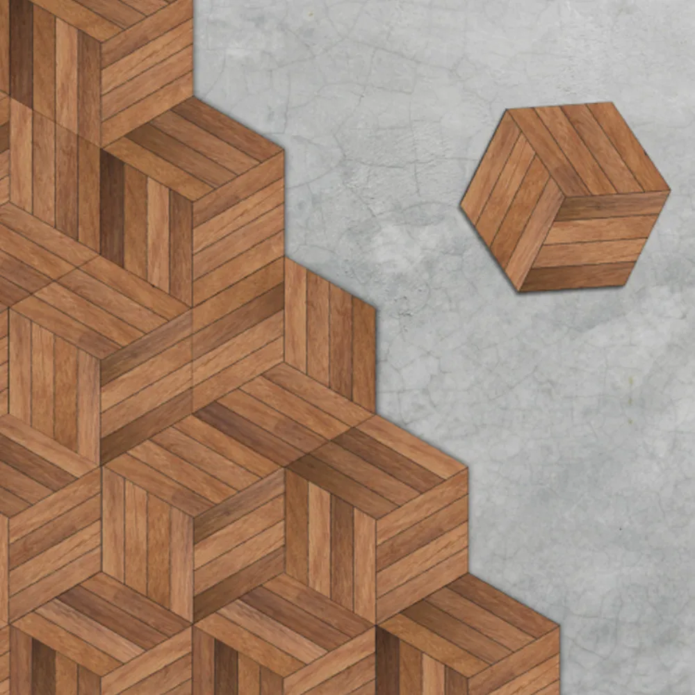 

10pcs Hickory Texture Hexagon Ground Stickers Waterproof Self-Adhesive Wall Sticker