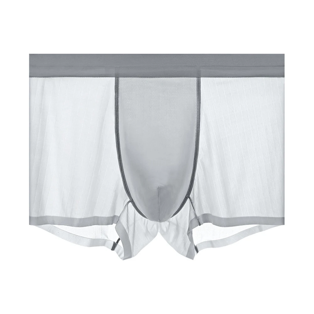

Men See Through Boxer Shorts Sexy U Convex Pouch Underwear Mesh Bulge Pouch Panties Small Fresh Underwear Ice Silk Underpants