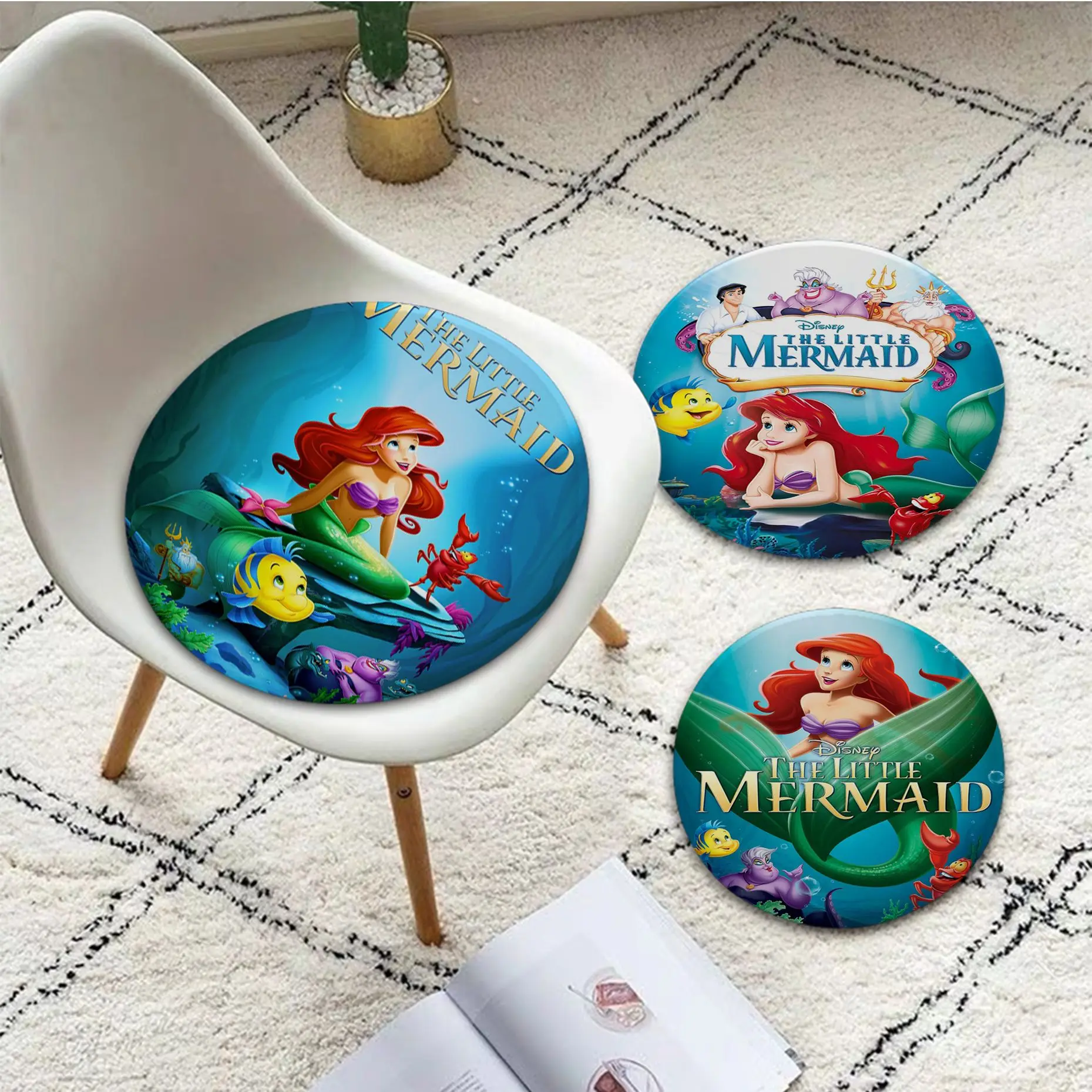 

Disney The Little Mermaid Tie Rope Chair Cushion Soft Office Car Seat Comfort Breathable 45x45cm Seat Mat