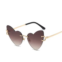 fashion love heart rimless sunglasses personality frameless cut edge eyeglasses luxury brand sun shades glasses eye decoration