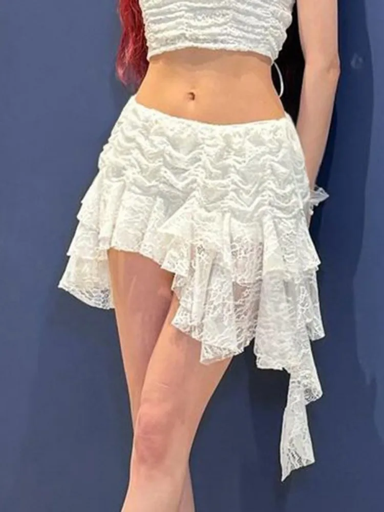 Y2k эстетичная кружевная жаккардовая Женская юбка милая нестандартная женская