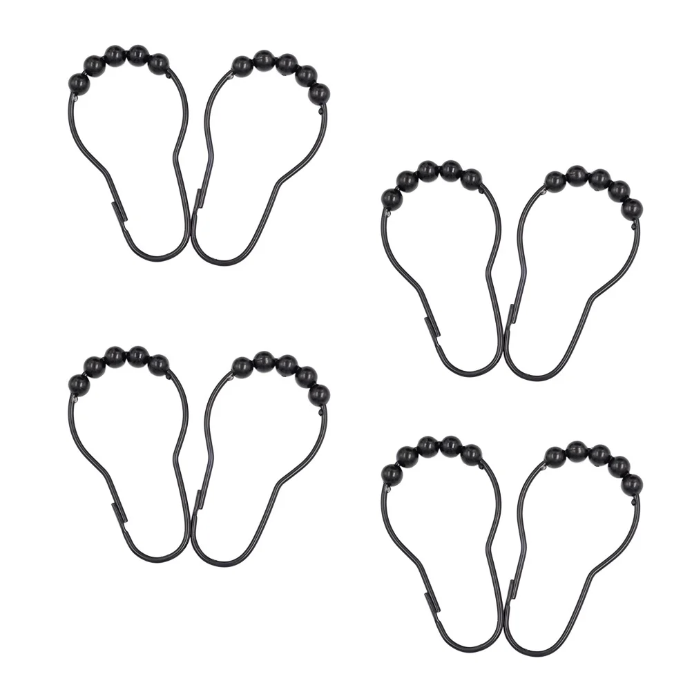 

Curtain Shower Hooks Rings Metal Hook Black Hanger Ring Clips Hanging Resistant Rust Holders Decorative