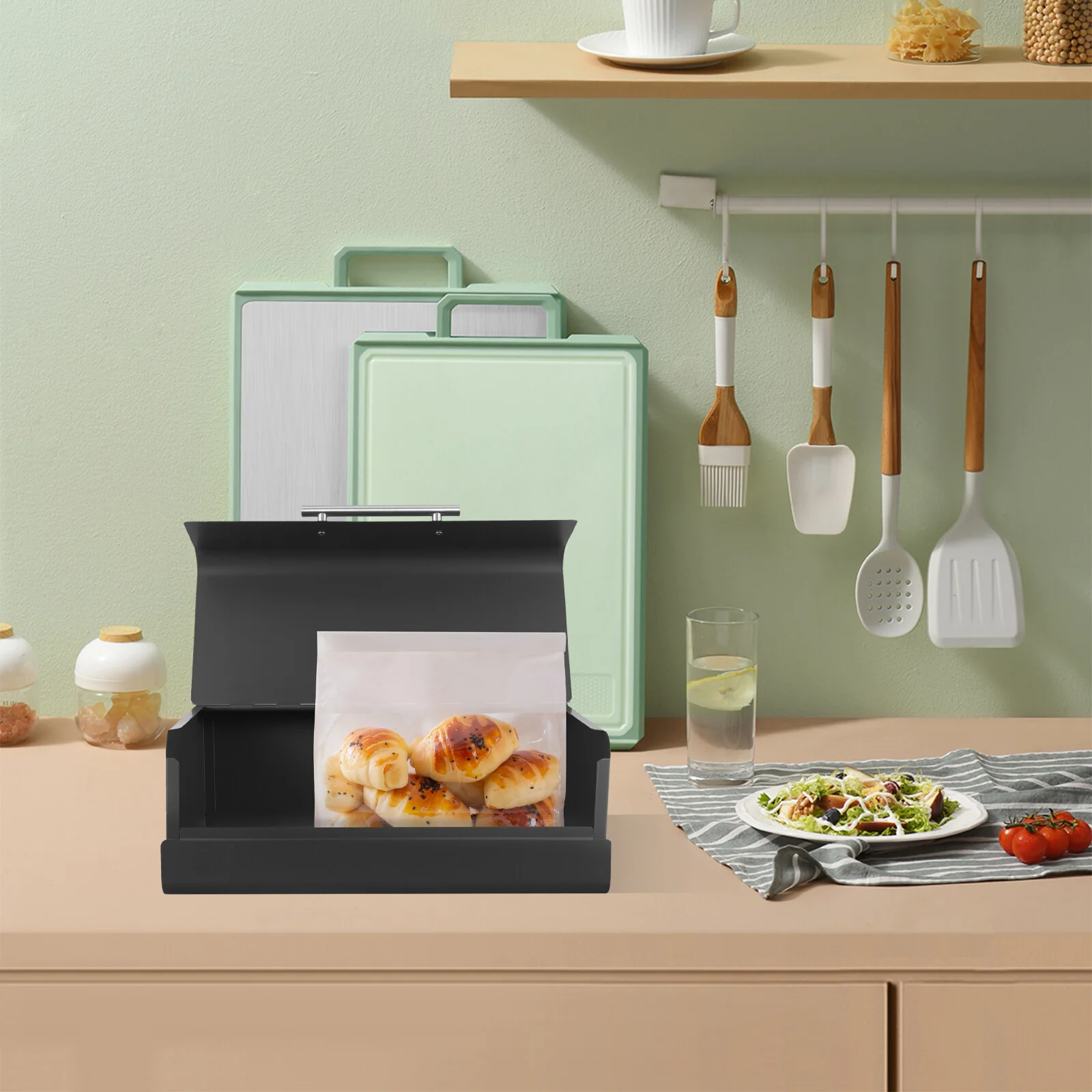 

Bread Case Metal Containers Food Holder Multi-function Bin Desktop Sundries Retro Kitchen Accessories Storage Bins Lids