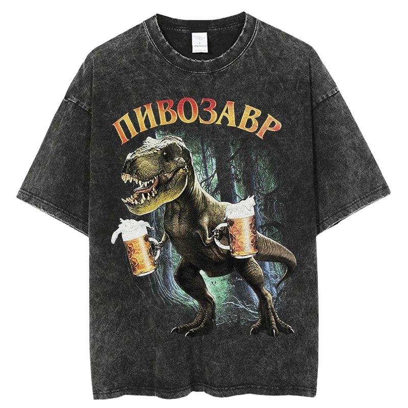 

Винтажный пуловер, футболка с принтом пивозавра, короткая уличная футболка оверсайз в стиле хип-хоп, готический Повседневный Топ в стиле Харадзюку Y2k, Футболки унисекс