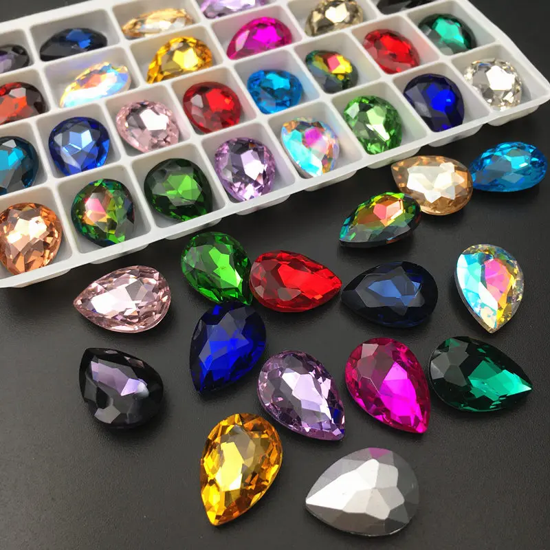 

3D Nail Rhinestone 10x14mm Drop Flatback Glass Crystals Use for Nail DIY Decorations Rhinestones