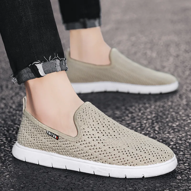 Nice Pop Fashion Cutout Flying Woven Sneakers Breathable Mesh Men Shoes Mesh Men Sneakers Zapatos Hombre bhjm21